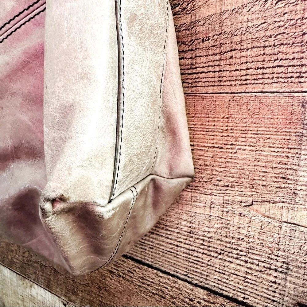 Salad Distressed Tan Leather Shoulder Bag